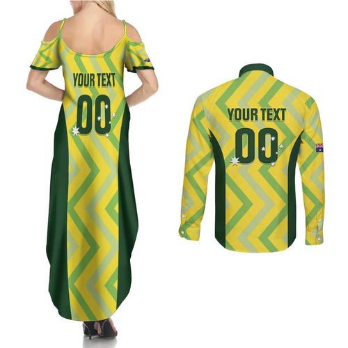 Custom Australia Socceroos 2025 Couples Matching Summer Maxi Dress and Long Sleeve Button Shirt Forever Golden - Aussie Hoodie
