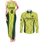 Custom Australia Socceroos 2025 Couples Matching Tank Maxi Dress and Long Sleeve Button Shirt Forever Golden - Aussie Hoodie