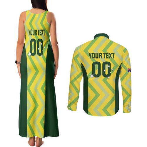 Custom Australia Socceroos 2025 Couples Matching Tank Maxi Dress and Long Sleeve Button Shirt Forever Golden - Aussie Hoodie