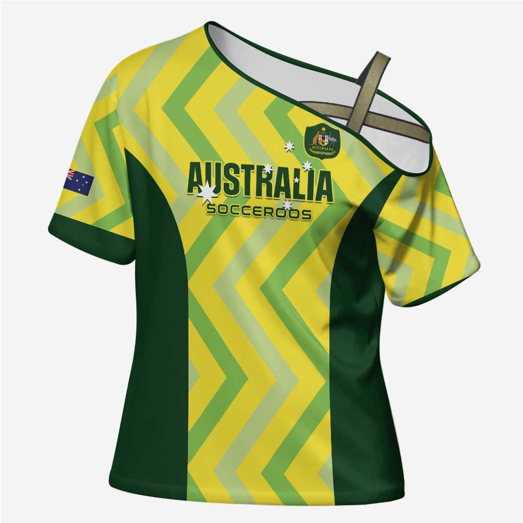 Custom Australia Socceroos 2025 Cross Shoulder Shirt Forever Golden - Aussie Hoodie