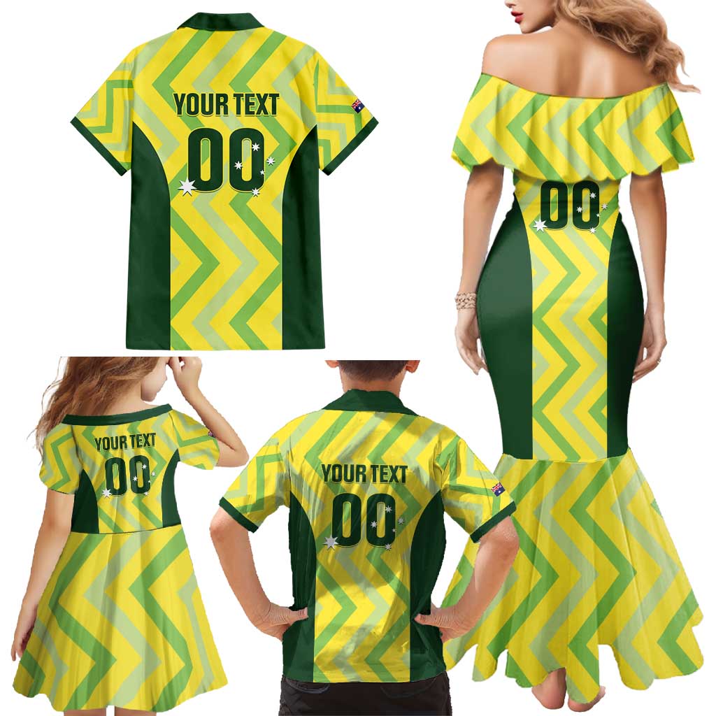 Custom Australia Socceroos 2025 Family Matching Mermaid Dress and Hawaiian Shirt Forever Golden - Aussie Hoodie