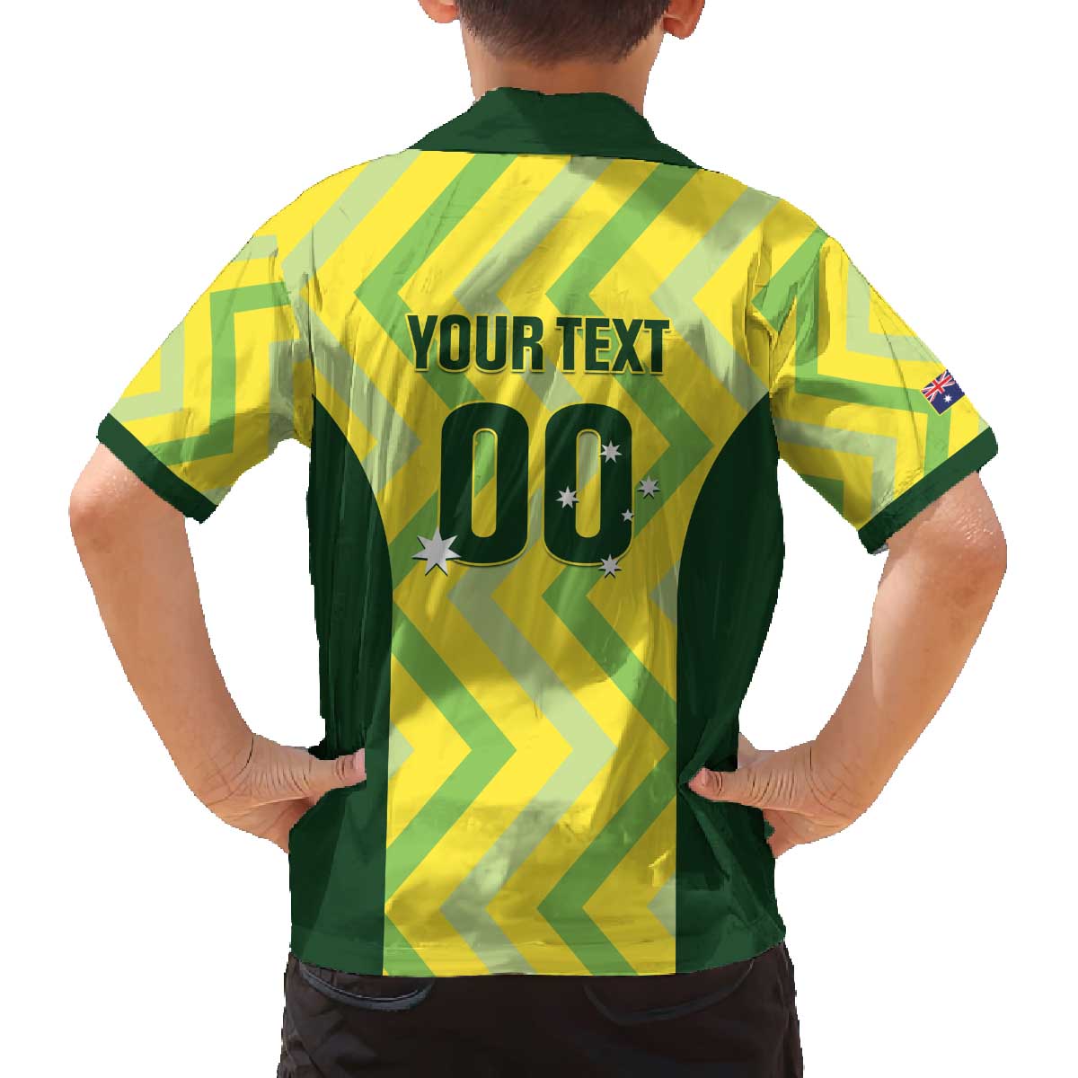 Custom Australia Socceroos 2025 Family Matching Off The Shoulder Long Sleeve Dress and Hawaiian Shirt Forever Golden - Aussie Hoodie