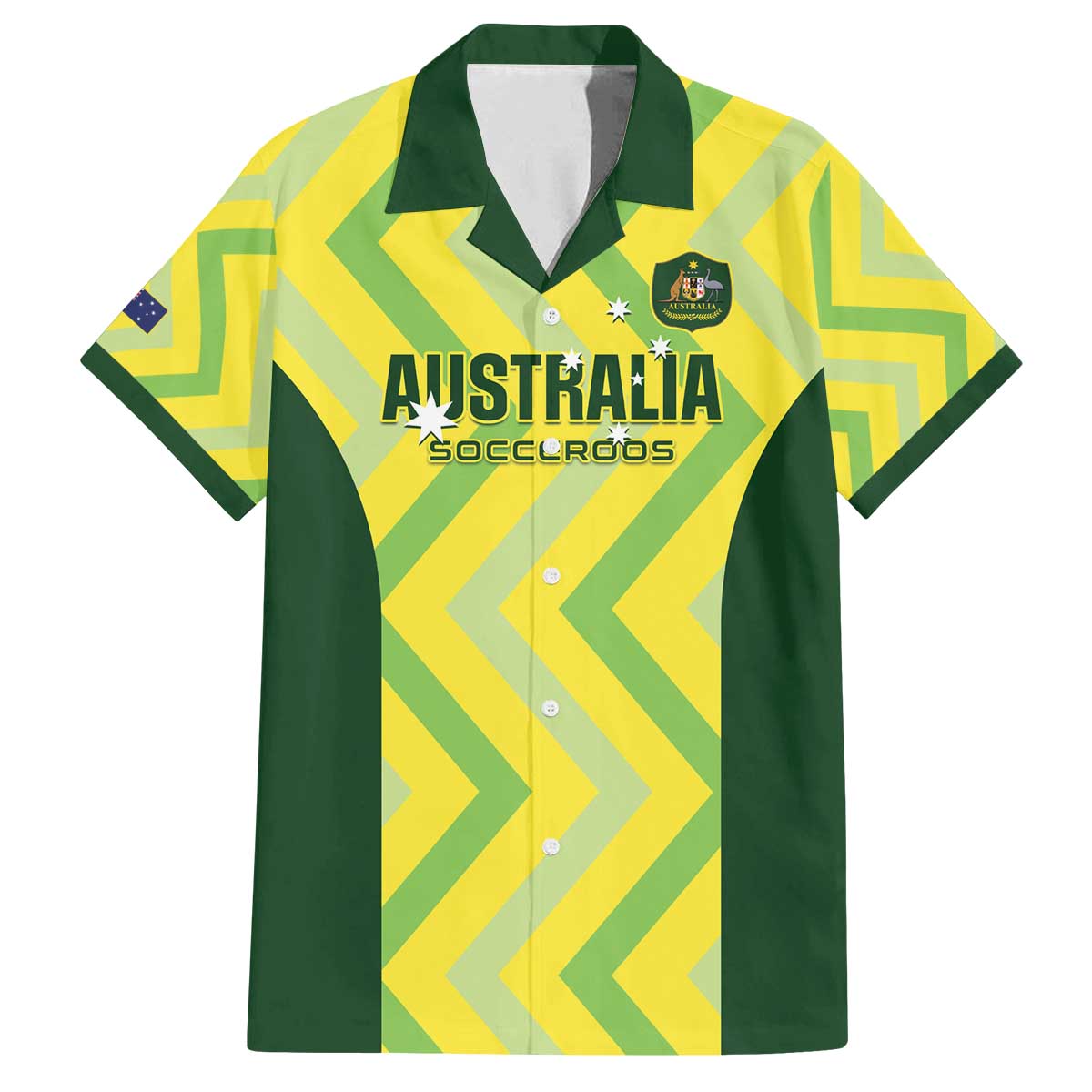 Custom Australia Socceroos 2025 Family Matching Off The Shoulder Long Sleeve Dress and Hawaiian Shirt Forever Golden - Aussie Hoodie