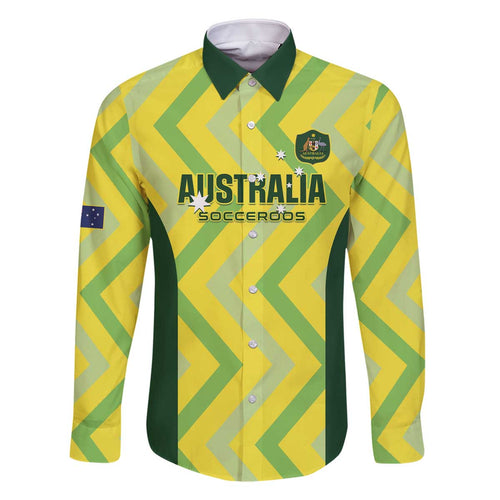 Custom Australia Socceroos 2025 Family Matching Off The Shoulder Long Sleeve Dress and Hawaiian Shirt Forever Golden - Aussie Hoodie