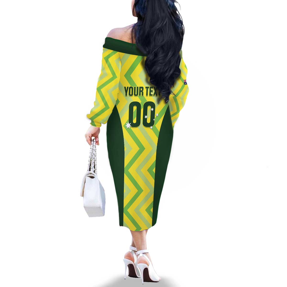 Custom Australia Socceroos 2025 Family Matching Off The Shoulder Long Sleeve Dress and Hawaiian Shirt Forever Golden - Aussie Hoodie