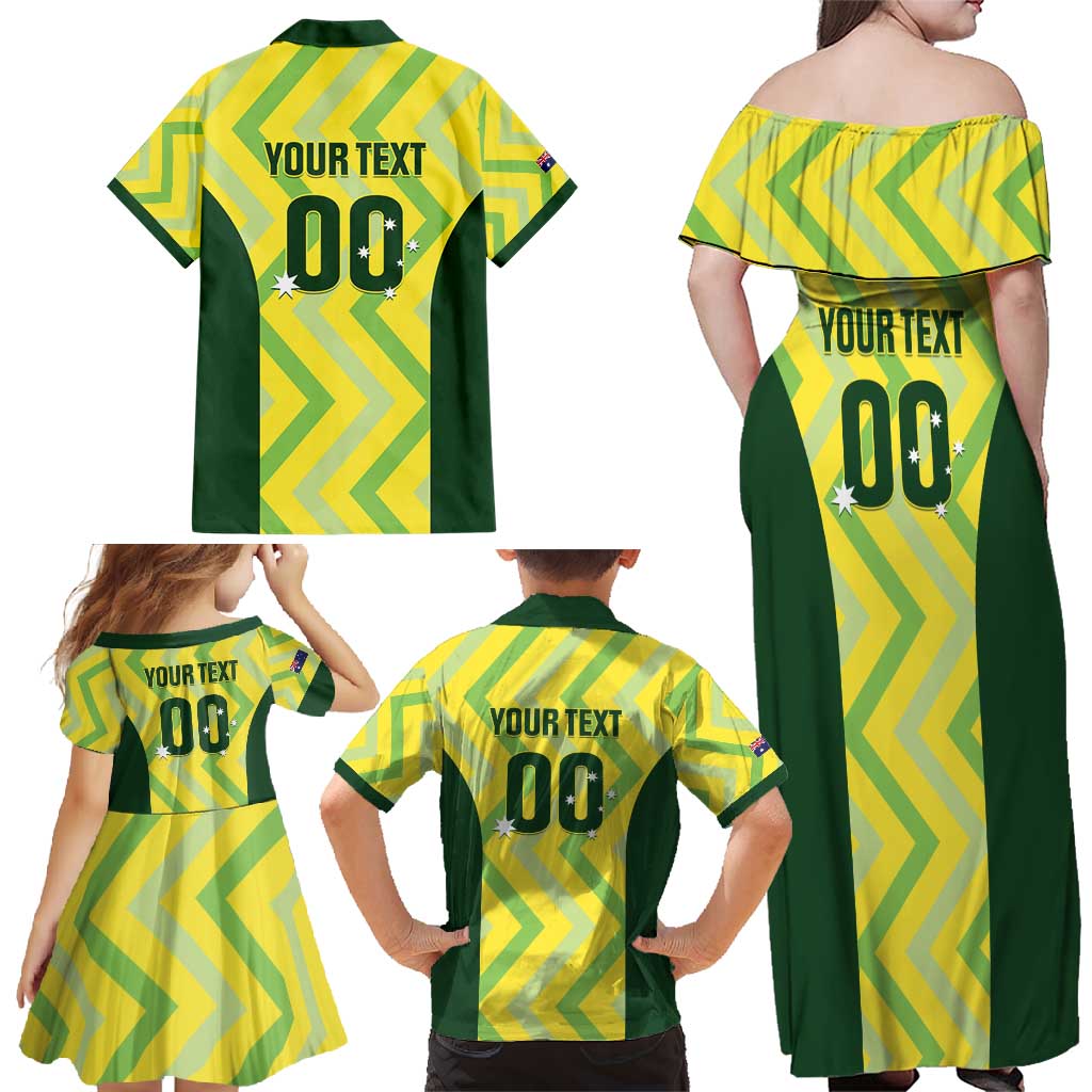 Custom Australia Socceroos 2025 Family Matching Off Shoulder Maxi Dress and Hawaiian Shirt Forever Golden - Aussie Hoodie