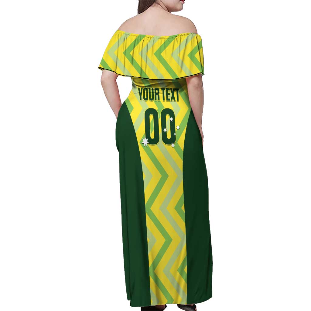 Custom Australia Socceroos 2025 Family Matching Off Shoulder Maxi Dress and Hawaiian Shirt Forever Golden - Aussie Hoodie