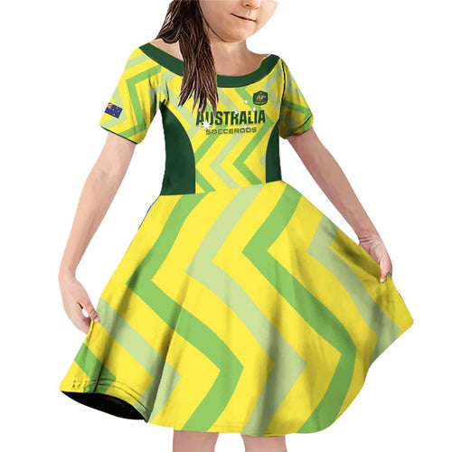 Custom Australia Socceroos 2025 Family Matching Off Shoulder Short Dress and Hawaiian Shirt Forever Golden - Aussie Hoodie