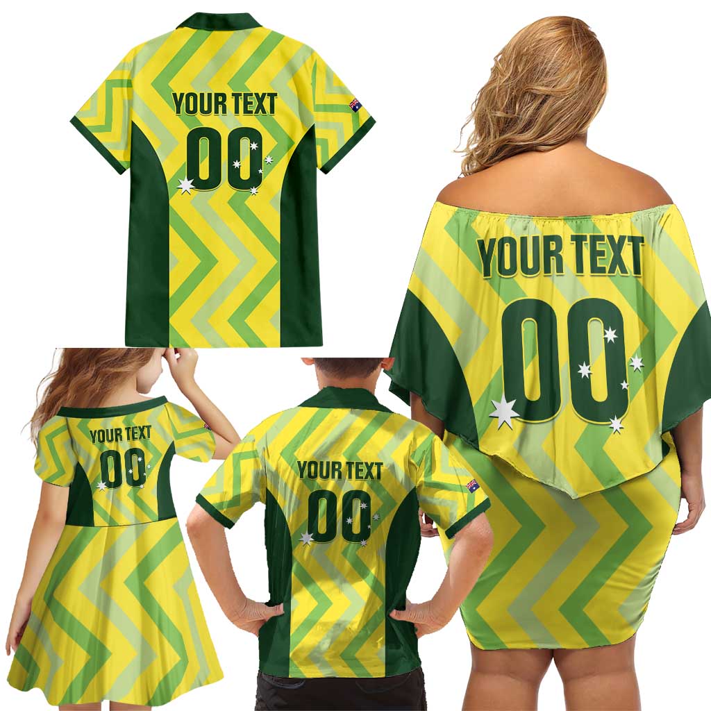 Custom Australia Socceroos 2025 Family Matching Off Shoulder Short Dress and Hawaiian Shirt Forever Golden - Aussie Hoodie