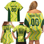 Custom Australia Socceroos 2025 Family Matching Off Shoulder Short Dress and Hawaiian Shirt Forever Golden - Aussie Hoodie