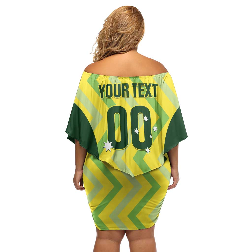 Custom Australia Socceroos 2025 Family Matching Off Shoulder Short Dress and Hawaiian Shirt Forever Golden - Aussie Hoodie