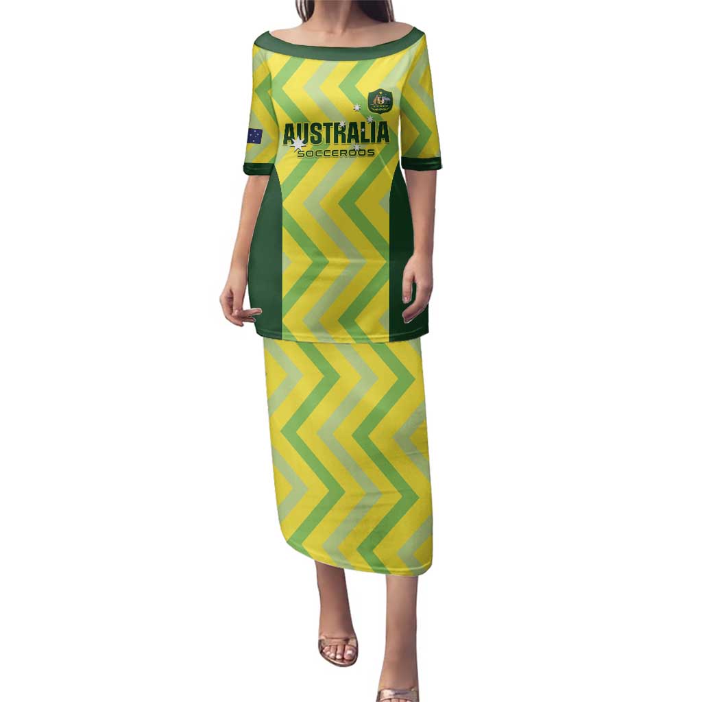 Custom Australia Socceroos 2025 Family Matching Puletasi and Hawaiian Shirt Forever Golden - Aussie Hoodie