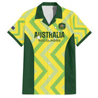 Custom Australia Socceroos 2025 Family Matching Short Sleeve Bodycon Dress and Hawaiian Shirt Forever Golden - Aussie Hoodie