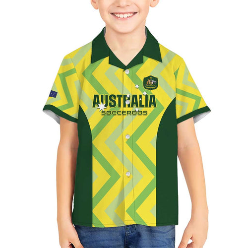 Custom Australia Socceroos 2025 Family Matching Short Sleeve Bodycon Dress and Hawaiian Shirt Forever Golden - Aussie Hoodie