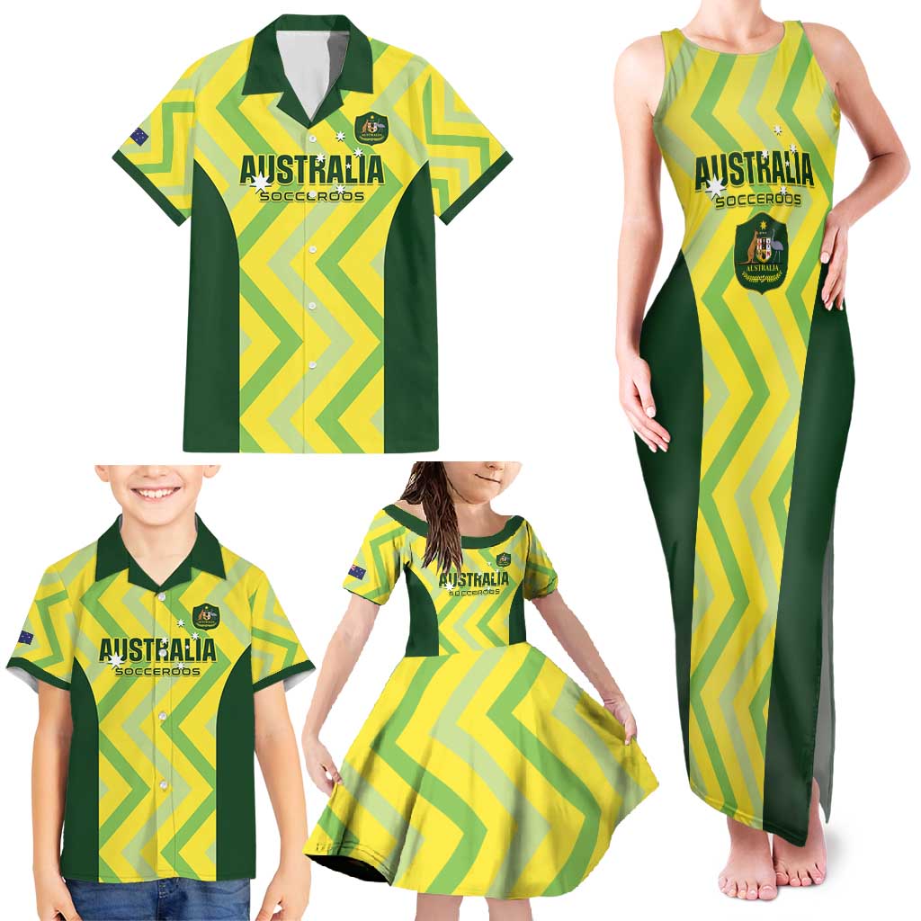 Custom Australia Socceroos 2025 Family Matching Tank Maxi Dress and Hawaiian Shirt Forever Golden - Aussie Hoodie