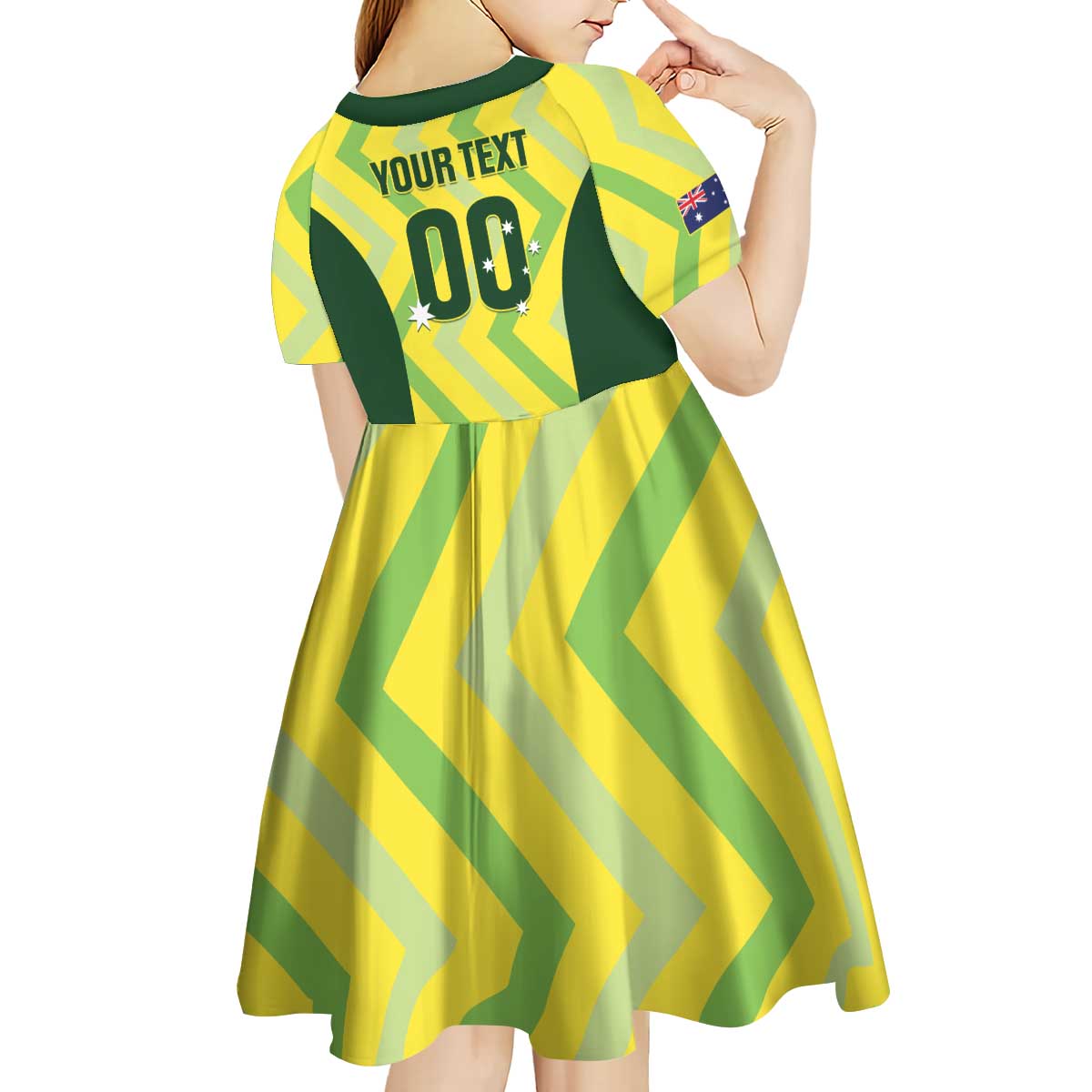 Custom Australia Socceroos 2025 Kid Short Sleeve Dress Forever Golden - Aussie Hoodie