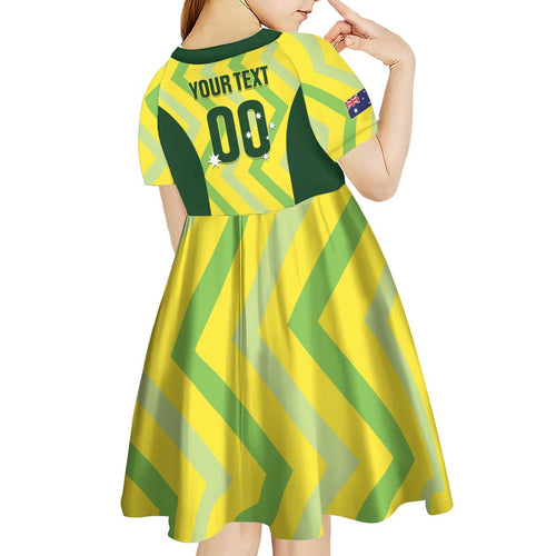 Custom Australia Socceroos 2025 Kid Short Sleeve Dress Forever Golden - Aussie Hoodie