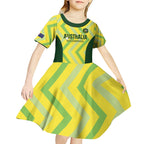 Custom Australia Socceroos 2025 Kid Short Sleeve Dress Forever Golden - Aussie Hoodie