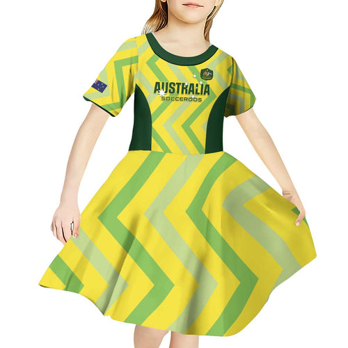 Custom Australia Socceroos 2025 Kid Short Sleeve Dress Forever Golden - Aussie Hoodie