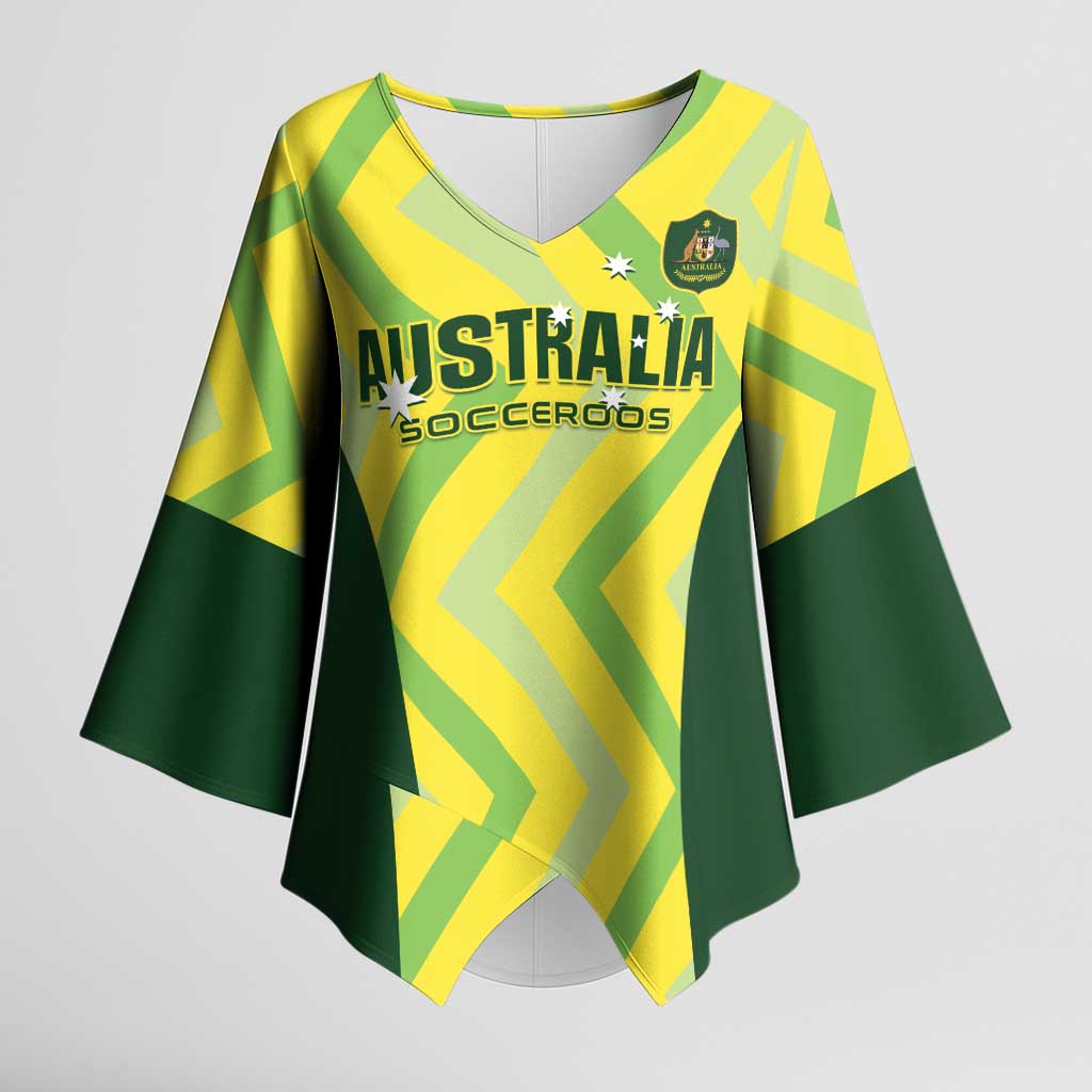 Custom Australia Socceroos 2025 Kimono Sleeve Blouse Forever Golden - Aussie Hoodie