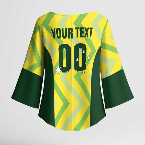 Custom Australia Socceroos 2025 Kimono Sleeve Blouse Forever Golden - Aussie Hoodie