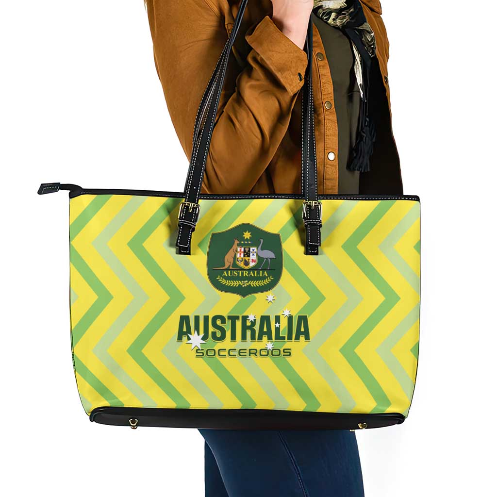 Australia Socceroos 2025 Leather Tote Bag Forever Golden - Aussie Hoodie