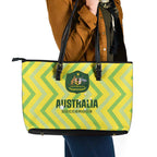 Australia Socceroos 2025 Leather Tote Bag Forever Golden - Aussie Hoodie
