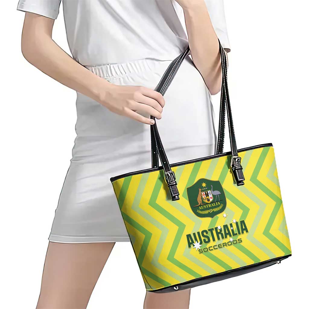 Australia Socceroos 2025 Leather Tote Bag Forever Golden - Aussie Hoodie