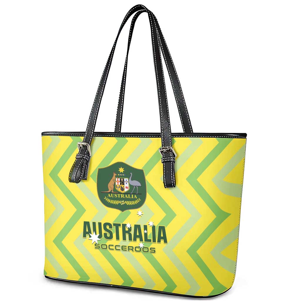 Australia Socceroos 2025 Leather Tote Bag Forever Golden - Aussie Hoodie