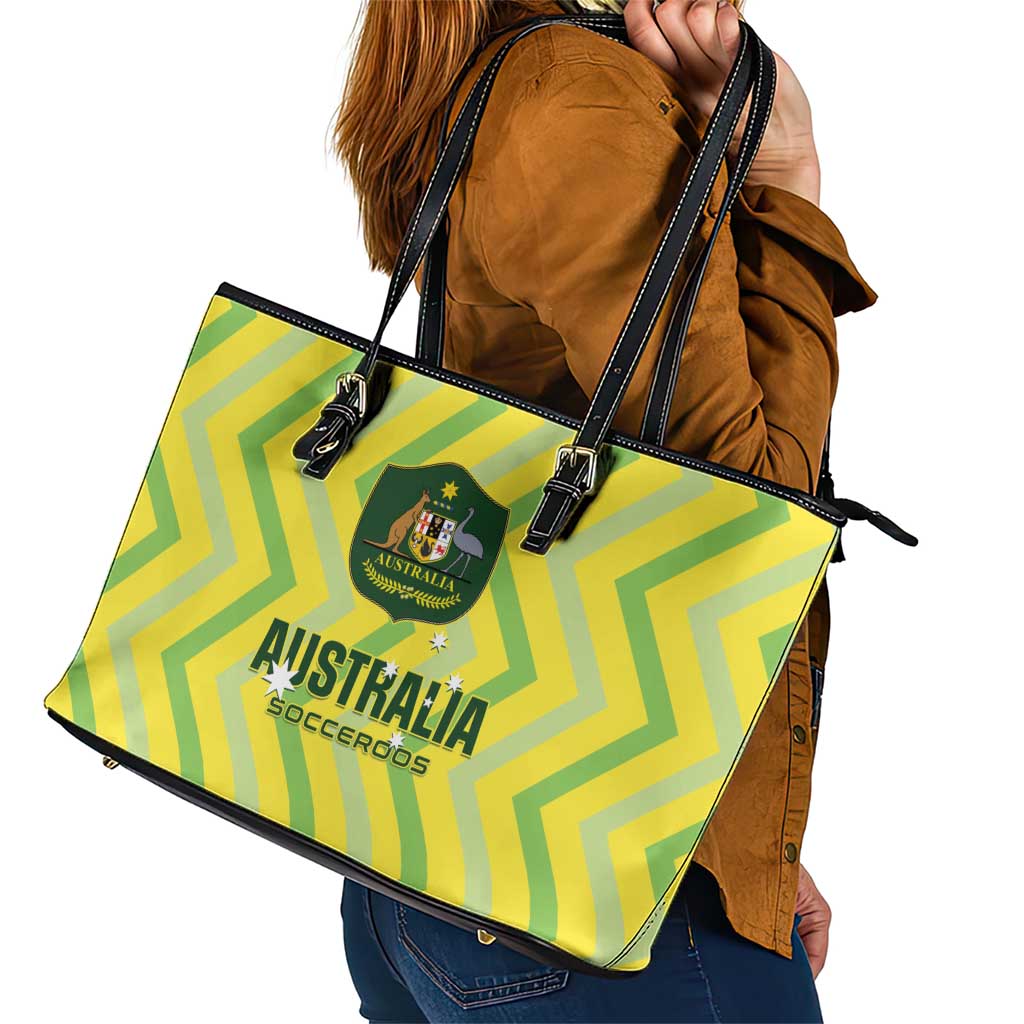 Australia Socceroos 2025 Leather Tote Bag Forever Golden - Aussie Hoodie