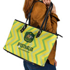 Australia Socceroos 2025 Leather Tote Bag Forever Golden - Aussie Hoodie