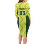 Custom Australia Socceroos 2025 Long Sleeve Bodycon Dress Forever Golden - Aussie Hoodie
