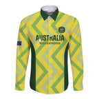 Custom Australia Socceroos 2025 Long Sleeve Button Shirt Forever Golden - Aussie Hoodie