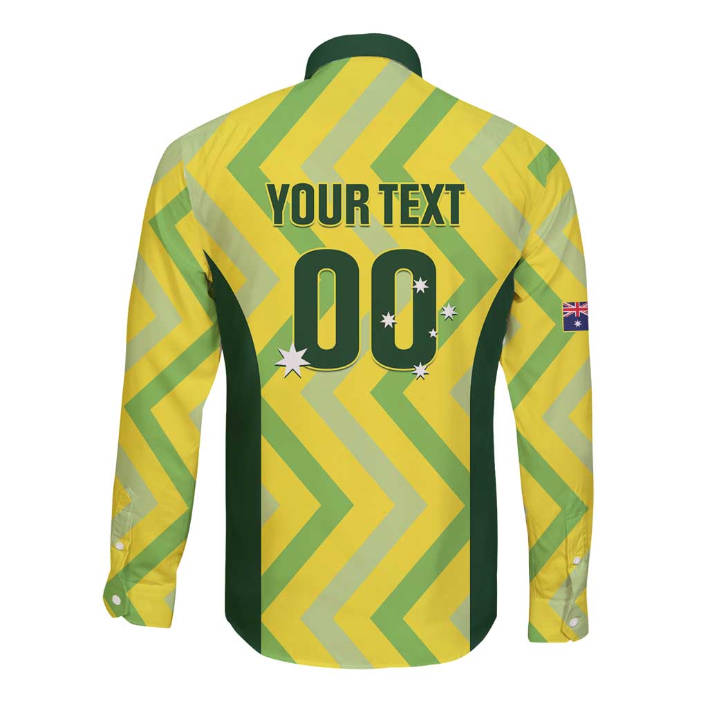 Custom Australia Socceroos 2025 Long Sleeve Button Shirt Forever Golden - Aussie Hoodie