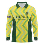 Custom Australia Socceroos 2025 Long Sleeve Polo Shirt Forever Golden - Aussie Hoodie