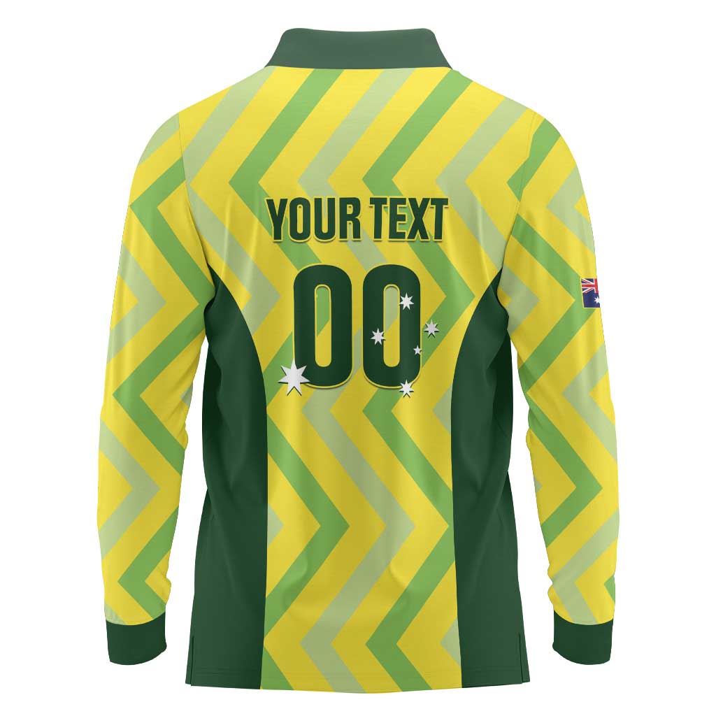 Custom Australia Socceroos 2025 Long Sleeve Polo Shirt Forever Golden - Aussie Hoodie