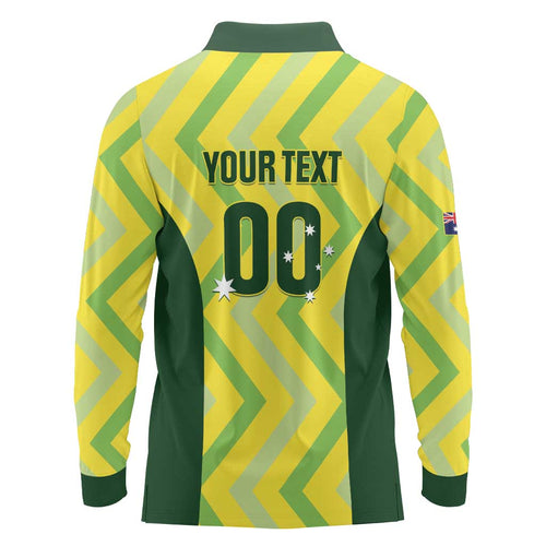 Custom Australia Socceroos 2025 Long Sleeve Polo Shirt Forever Golden - Aussie Hoodie