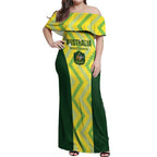 Custom Australia Socceroos 2025 Off Shoulder Maxi Dress Forever Golden - Aussie Hoodie