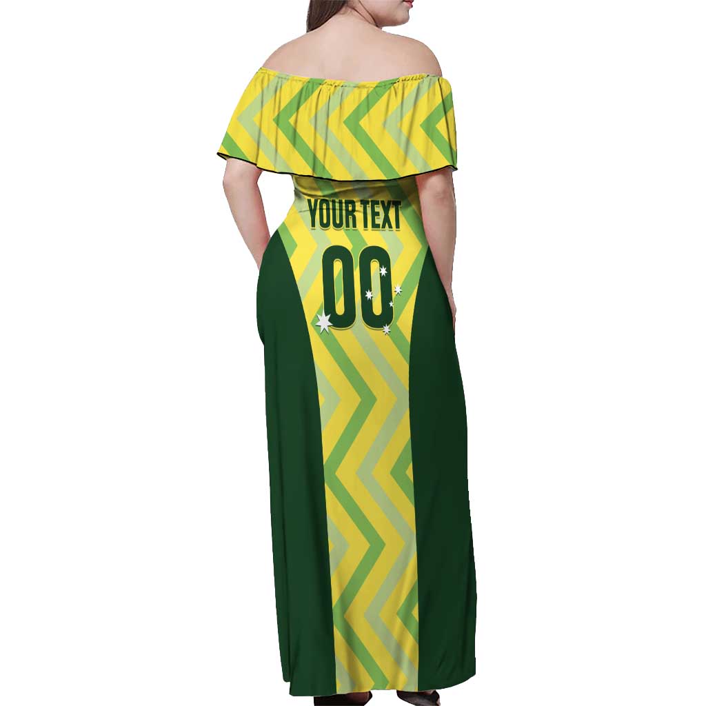 Custom Australia Socceroos 2025 Off Shoulder Maxi Dress Forever Golden - Aussie Hoodie