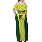 Custom Australia Socceroos 2025 Off Shoulder Maxi Dress Forever Golden - Aussie Hoodie