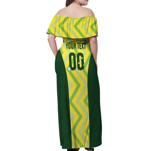 Custom Australia Socceroos 2025 Off Shoulder Maxi Dress Forever Golden - Aussie Hoodie