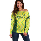 Custom Australia Socceroos 2025 Off Shoulder Sweater Forever Golden - Aussie Hoodie