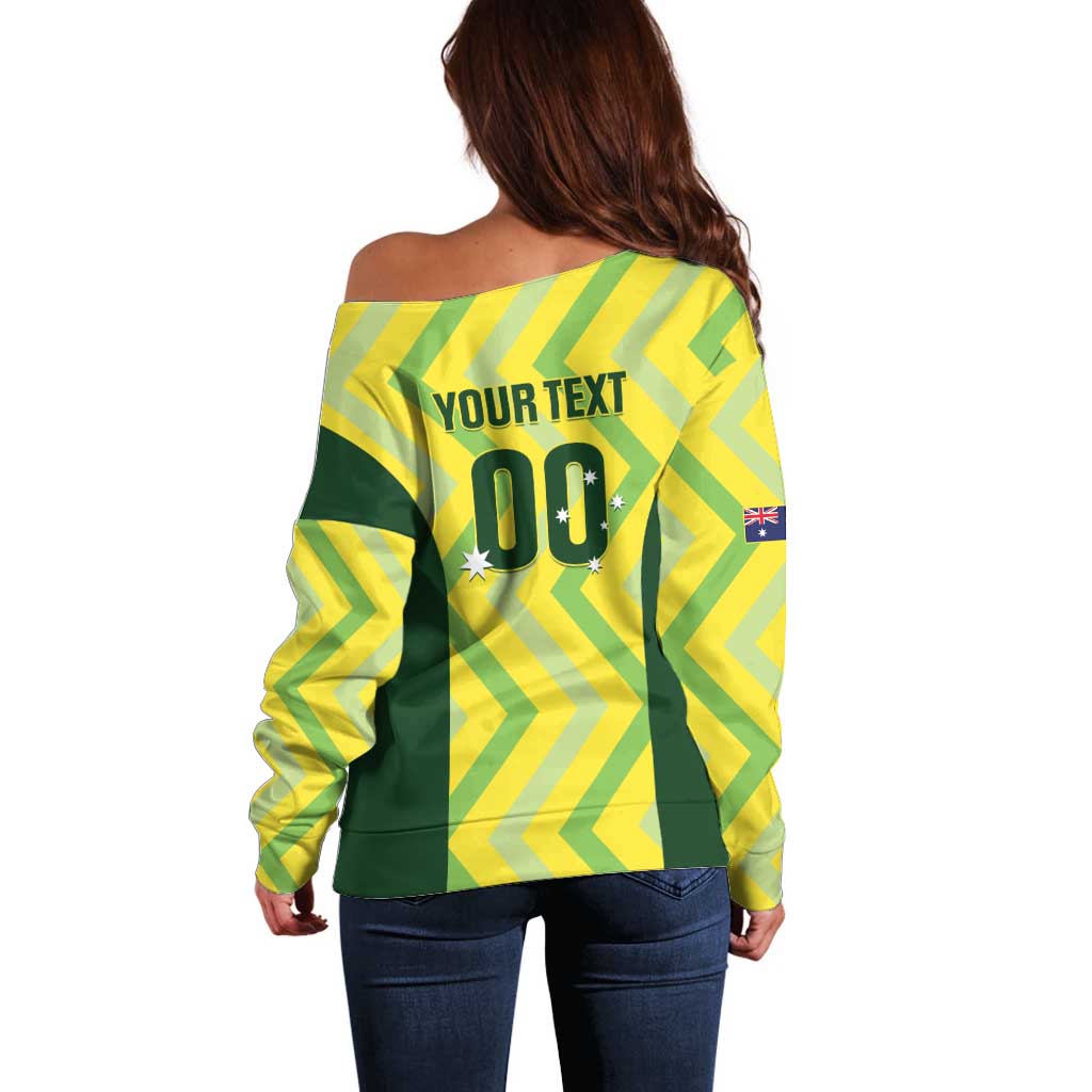 Custom Australia Socceroos 2025 Off Shoulder Sweater Forever Golden - Aussie Hoodie