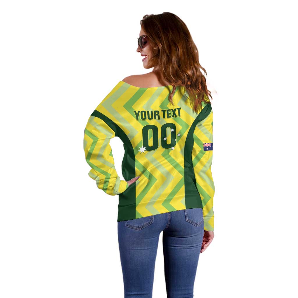 Custom Australia Socceroos 2025 Off Shoulder Sweater Forever Golden - Aussie Hoodie