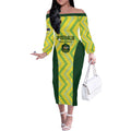 Custom Australia Socceroos 2025 Off The Shoulder Long Sleeve Dress Forever Golden - Aussie Hoodie