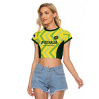 Custom Australia Socceroos 2025 Raglan Cropped T Shirt Forever Golden - Aussie Hoodie