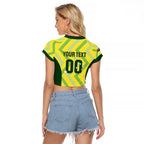 Custom Australia Socceroos 2025 Raglan Cropped T Shirt Forever Golden - Aussie Hoodie