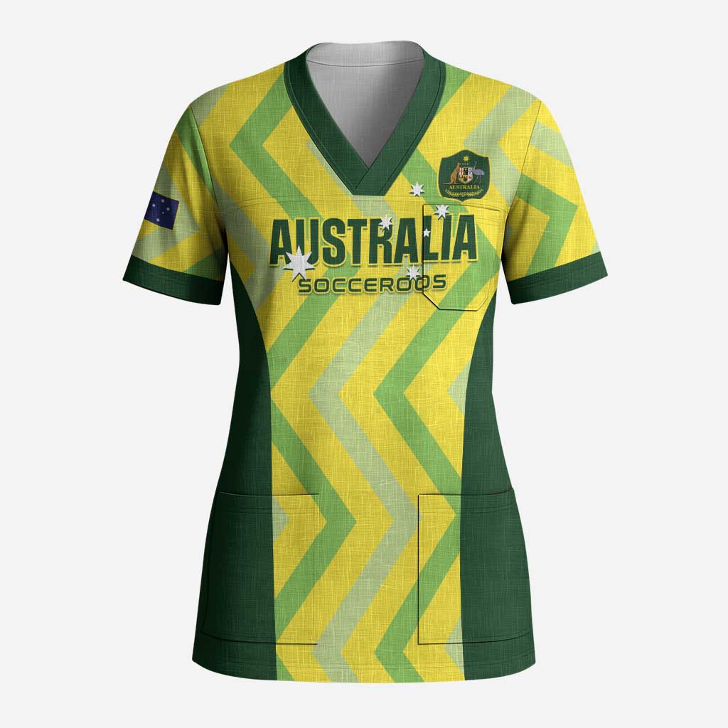 Custom Australia Socceroos 2025 Scrub Top Forever Golden - Aussie Hoodie