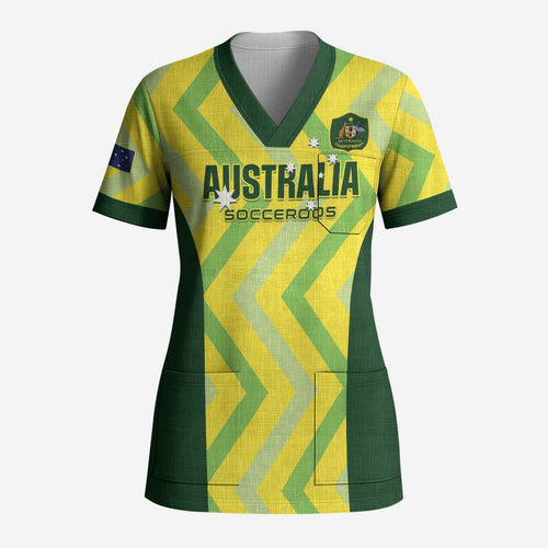 Custom Australia Socceroos 2025 Scrub Top Forever Golden - Aussie Hoodie