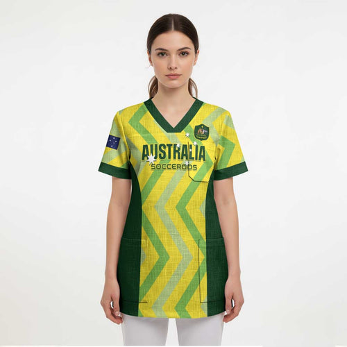 Custom Australia Socceroos 2025 Scrub Top Forever Golden - Aussie Hoodie